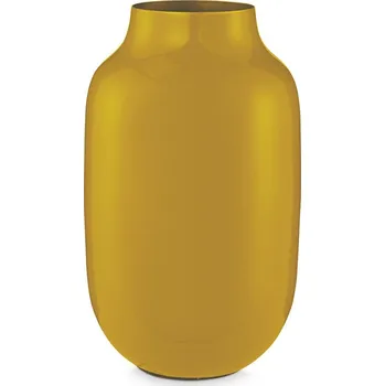Váza Pip studio oválná kovová váza 30 cm, žlutá