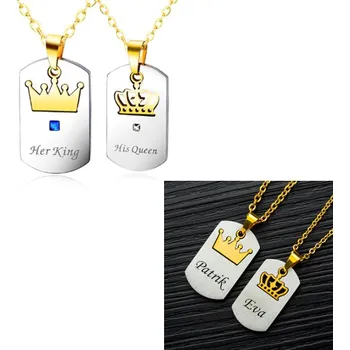 Přívěsek Ocelový přívěsek s řetízkem Her King His Queen