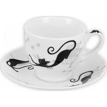 Carmani - Porcelánový šálek s podšálkem na espresso BLÁZNIVÉ KOČKY - 100 ml