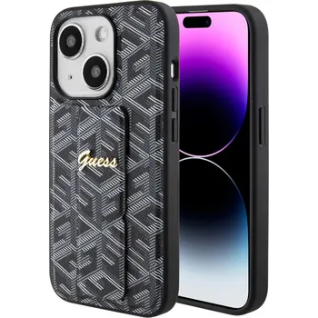 Pouzdro na mobilní telefon Guess PU Grip Stand G Cube Zadní Kryt pro iPhone 15, hnědá Představujeme Guess PU Grip Stand 4G Strass Triangle Metal Logo - dokonalý obal pro váš telefon, který spojuje praktičnost, eleganci a ochra