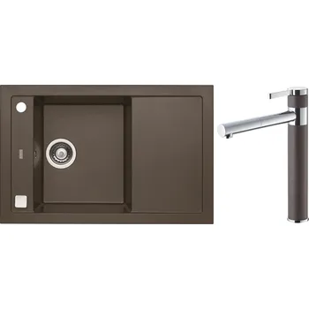 Alveus Set Formic 30 Granitový dřez s odkapem 760x500 mm + baterie Zina 03, chocolate, SETA446