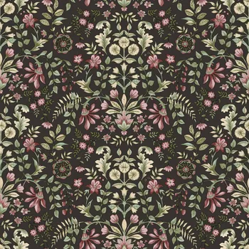 Tapeta Parato Černá vliesová tapeta na zeď s květinovým ornamentálním vzorem, 12329, Fiori Country, Parato, velikost 10,05 x 0,53 m