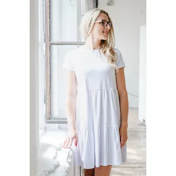 Dámské šaty Dámské tričkové šaty s volány BASIC white - TRSAVOWHXS