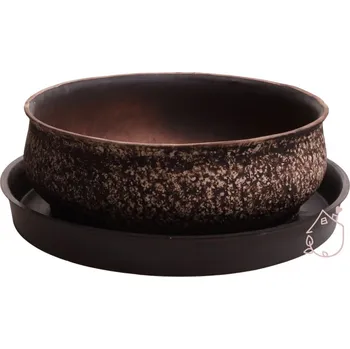 Květináč Česká keramička Velký květináč a podmiska 36 cm hnědá