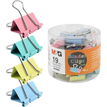 Klip Binder M&G - barevný (19 mm), 40 ks