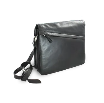 Černá kožená klopnová kabelka 213-4005-60