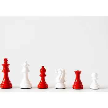 Šachy Dřevěné figurky Staunton Red&White + doprava zdarma