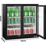G.Gastro Barový chladicí stůl - 0,9 m - 220L - se 2 skleněnými dveřmi & 2 policemi - černý
