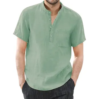 Pánská košile Letní pánská košile z prodyšného materiálu s knoflíky Barva: Zelená, Velikost: M