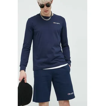 Bavlněné tričko s dlouhým rukávem Champion tmavomodrá barva, 217868-NVB, S, 59X
