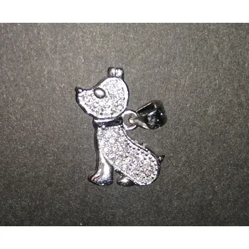 Přívěsek Psík / pes - přívěsek ze stříbra vykládaný umělými mikrozirkony