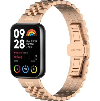 Ostatní příslušenství k chytrým hodinkám eses Kovový řemínek pro Xiaomi Redmi Watch 4, 5, 6 a Smart Band 8 Pro a 9 Pro - Růžovo zlatý