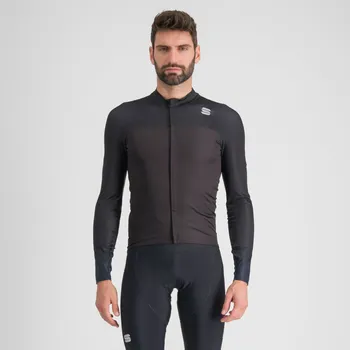 cyklistický dres SPORTFUL Cyklistický dres s dlouhým rukávem zimní - BODYFIT PRO - černá/hnědá