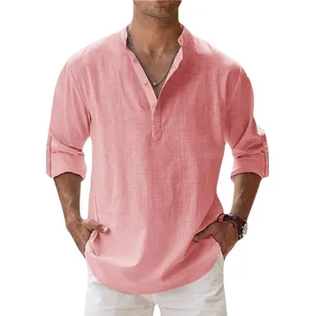 Pánská košile Jednobarevná letní košile Barva: Růžová, Velikost: 3XL
