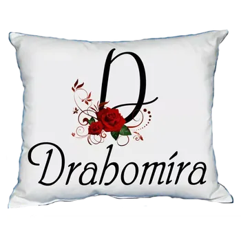 Dekorativní polštářek Polštář s dámským jménem DRAHOMÍRA Červený (polštářek dámské jméno )