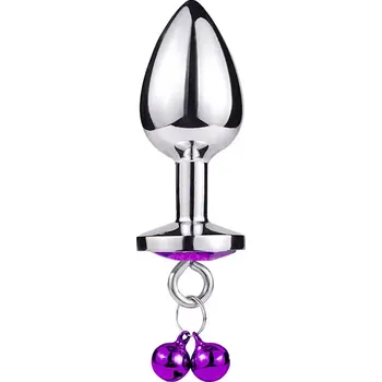 Kovový anální kolík s kroužkem pro vodítko - S