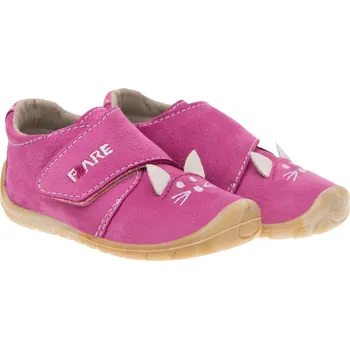 Capáčky DĚTSKÉ CELOROČNÍ BOTY 5012253 - růžové s kočičkou na suchý zip, FARE BARE Velikost: 22