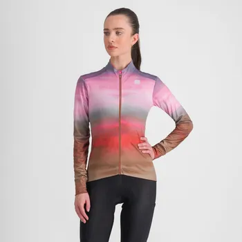 cyklistický dres SPORTFUL Cyklistický dres s dlouhým rukávem zimní - FLOW SUPERGIARA THERMAL - růžová/hnědá