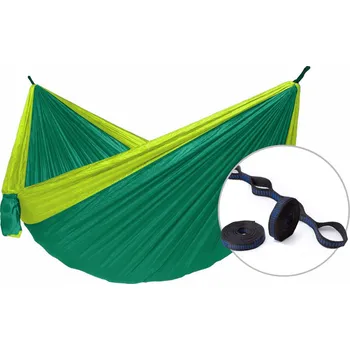 Houpací síť Houpací síť Hamaka.eu Camping double + Slap Strap Barva: zelená