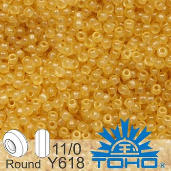 Korálek Korálky TOHO tvar ROUND (kulaté). Velikost 11/0. Barva č. Y618 HYBRID Sueded Gold Topaz. Balení 8g.