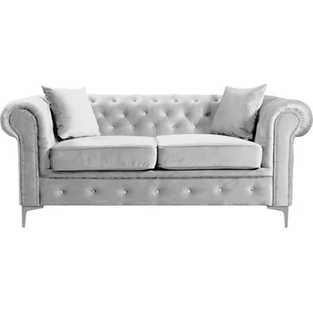 Pohovka Luxusní 2-sed, světle šedá Velvet látka, ROMANO