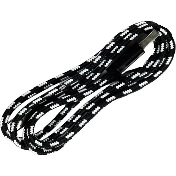 Datový kabel Pletený kabel USB na MICRO-USB 1m Barva: Černo-Bílý