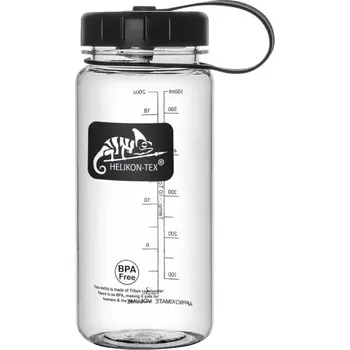 Kempingové nádobí Láhev TRITAN wide mouth HELIKON 550ml CLEAR (EKO plastová láhev z materiálu Tritan - kopolyester získaný z rostlinného zdroje, který je recyklovatelný a neobsahuje škodlivou chemikálii Bisphenol A (BPA).)