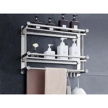 Drátěná police MrHome Závěsná police do koupelny, organizér do sprchy, koupelny Stříbrná