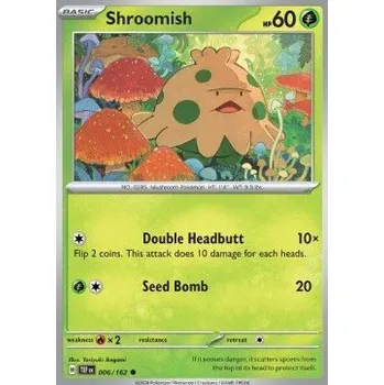 Sběratelská karetní hra Pokémon TEF 006/162 Shroomish - Temporal Forces Stav: Near Mint, Verze: REVERSE HOLO