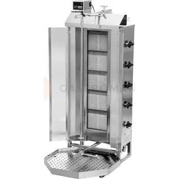 Plynová kartuše Gyros/kebab gril plynový, 5 hořáků, zátěž 80 kg, 550x700x1285 mm | RESTO QUALITY, KLG222