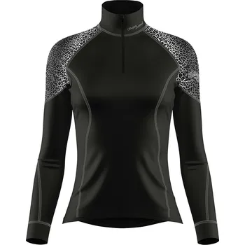 Dámské termoprádlo Dámské funkční triko dlouhý rukáv se zipem LEO černá/šedá Bamboo Light New - Šedá / XL