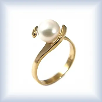 Prsten bílé zlato 60 perla mořská bílá 8 - 8,5 mm
