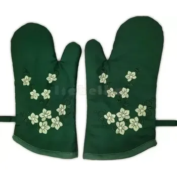 Chňapka Kuchyňská chňapka s výšivkou orchidej zelená 1pár 27-1