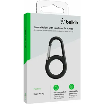 Lokátor Belkin Secure drzák karabina Apple AirTag, cerný MSC008btBK