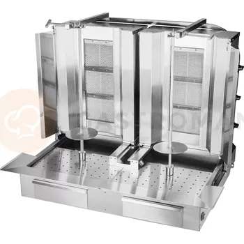 Plynová kartuše Gyros/kebab gril plynový podvojný, 3+3 hořáky, zátěž 80 kg, 890x715x1065 mm | RESTO QUALITY, KLG153-T