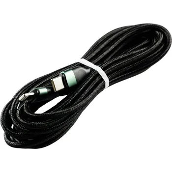 Datový kabel Pletený kabel 3m USB-C na lightning Barva: Černo-zelený