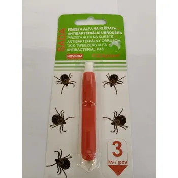 Kosmetická pinzeta ALFA pinzeta na klíšťata a antibakt. ubrousek SADA