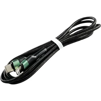 Datový kabel Pletený kabel 1m USB-C na lightning Barva: Černo-zelený