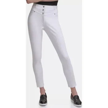 Dámské kalhoty Karl Lagerfeld Paris dámské kalhoty s vysokým pasem L1TK7220 bílé Velikost: L