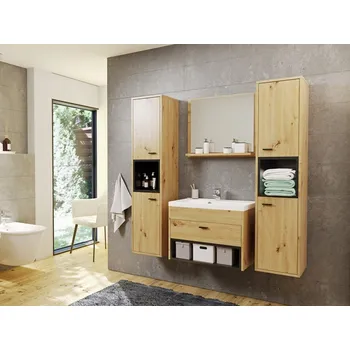 Koupelnový nábytek Koupelnový nábytek Olier II, Barva: dub artisan + dub artisan + černý mat, Sifon k umyvadlu: ano, Umyvadlo: ne, Baterie: Economico BYU 020M MIRJAN 5903211004643