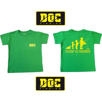 Tričko DOC-Fishing dětské s potiskem EVOLUTION - zelená golf, 4 roky