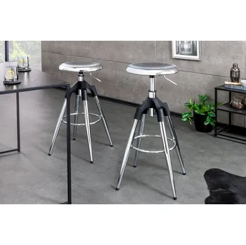 Barová židle Designová otočná barová židle Industrial chrom