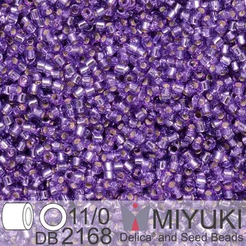 Korálek Korálky Miyuki Delica 11/0. Barva Duracoat Silverlined Dyed Dk Orchid DB2168. Balení 5g.
