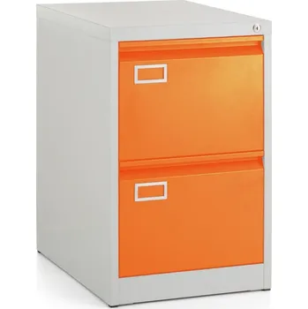 Kartotéka Kovová kartotéka A4 - 2 zásuvky, 45,5 x 62 x 71,5 cm, cylindrický zámek, oranžová - ral 2004