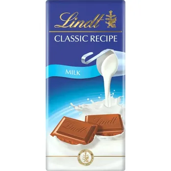 Čokoláda Lindt CLASSIC RECIPE MLÉČNÁ čokoláda 100g (MLÉČNÁ čokoláda LINDT podle klasického švýcarského receptu 100g)