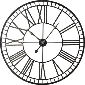 Hodiny Industriální kovové hodiny Nick 70cm černé se zlatou patinou