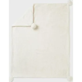 Dětská deka plyšová deka dětská s bambulemi smetanová Mayoral 9155-74 velikost 80x100