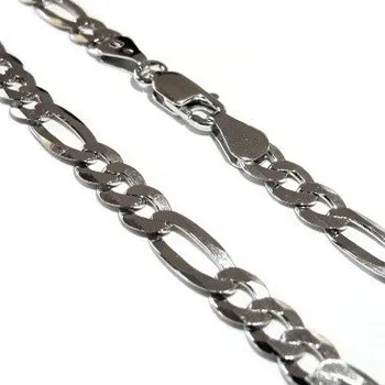 Náramek Masivní stříbrný náramek FIGARO 6mm 22cm Rhodium 7,10g Stříbro 925/1000