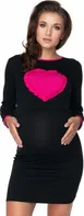 Be MaaMaa Těhotenská kojící noční košile s dlouhým rukávem černá/srdce