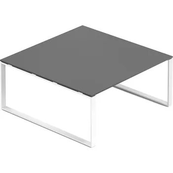 Psací stůl Jednací stůl Creator 160 x 160 cm, bílá podnož, antracit